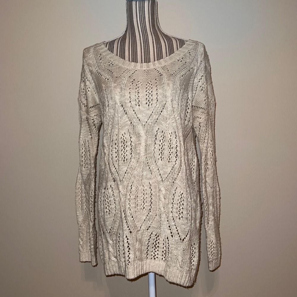 Dahlya Boho Knitted Cream Tunic Sweater Size XL